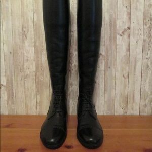 E VOGEL Womens Custom Tall Black Equestrian Riding Field BOOTS LEATHER Size 8.5